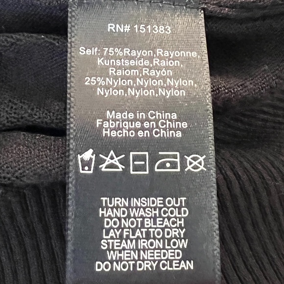 Current Air Los Angeles Anthropologie Long Sleeve Lacey Black Stretch Top Black - Picture 9 of 11